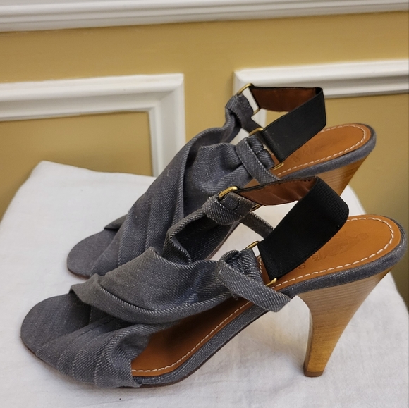 Lanvin Denim Open Toe Pumps Size 40.5/ US 10 - Picture 4 of 10